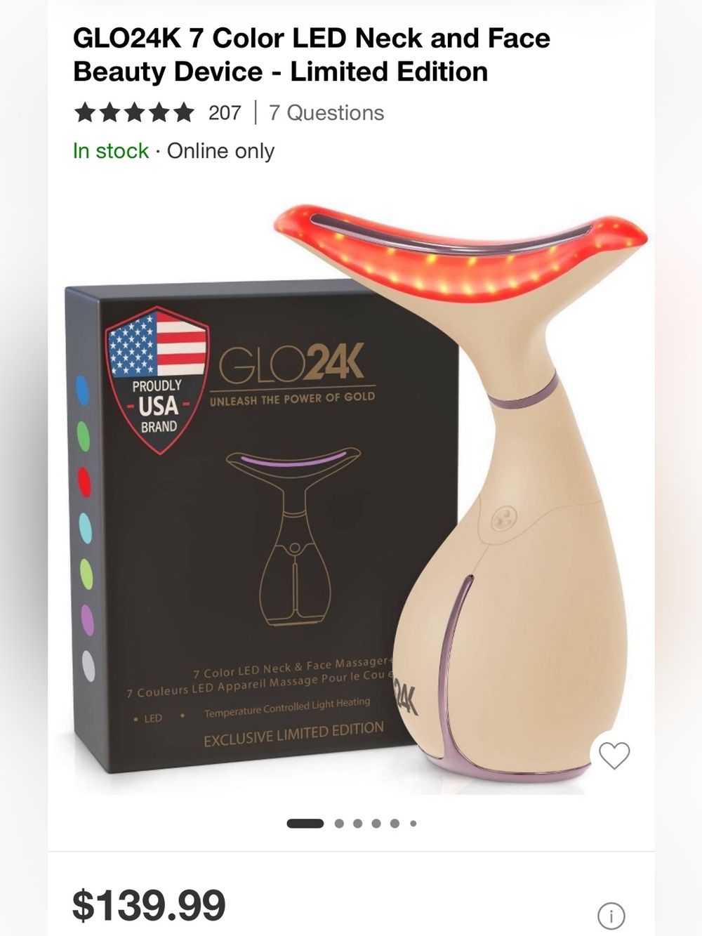 GLO 24K 7 color LED neck face Massager LIMITED EDITION!!